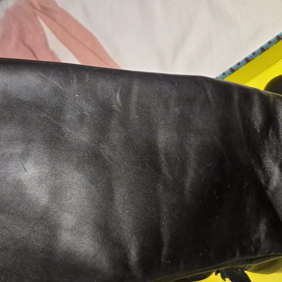 Tory Burch Black Blossom Block Heel Boots Tall Knee High Shoes - Picture 7 of 10